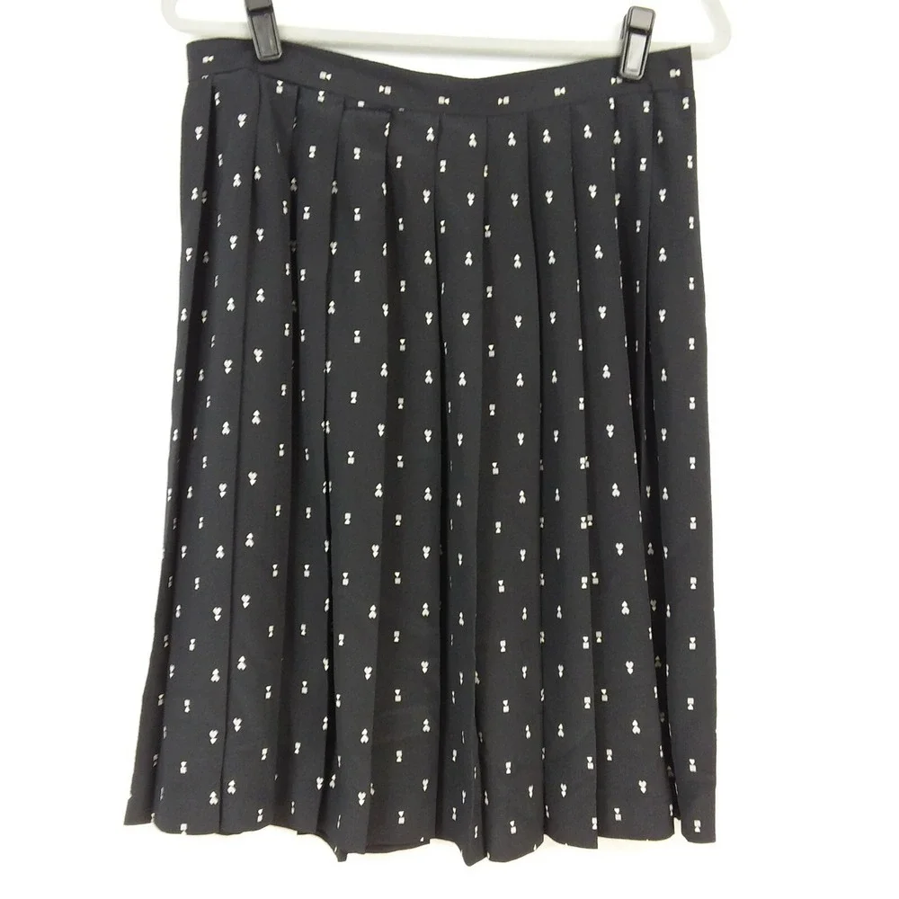 Evan Picone‎ Pleated Black Skirt Sz 14  Knee Length Y2K Preppy Old Money Twee